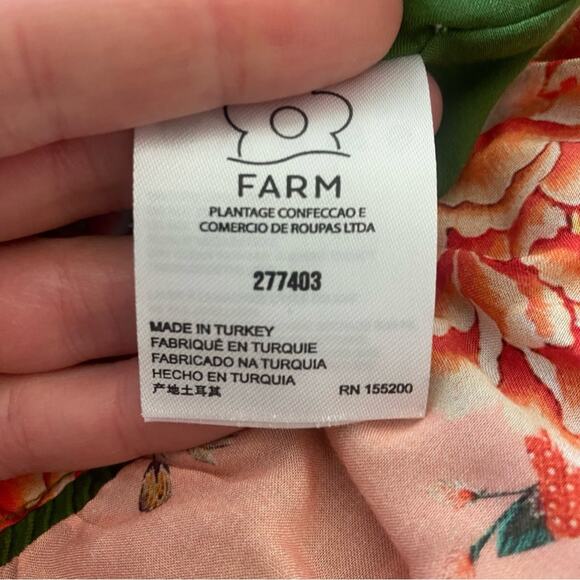 Farm Rio Anthropologie Elinor Tunic Dress Ruffles Long Sleeves Green Pink SMALL - Picture 13 of 14